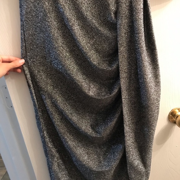 Off Shoulder Ruched Thigh Slit Dress - Picture 5 of 6